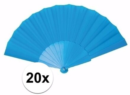 20x stuks Spaanse Handwaaiers turquoise 23 cm