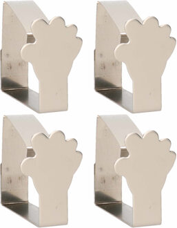 20x Tafelkleed klemmen zilveren handen 4 cm