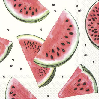 20x Tropische 3-laags servetten watermeloen 33 x 33 cm