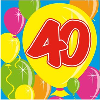 20x Veertig/40 jaar feest servetten Balloons 25 x 25 cm verjaardag/jubileum - Feestservetten Multikleur