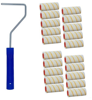 20x verfroller / vachtrollers incl rollerbeugel - 10 cm - rollers voor het schilderen van wanden en plafonds