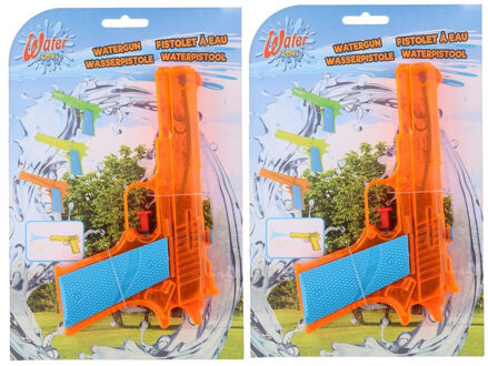 20x Waterpistolen/waterpistool oranje klein van 18 cm kinderspeelgoed - waterspeelgoed van kunststof