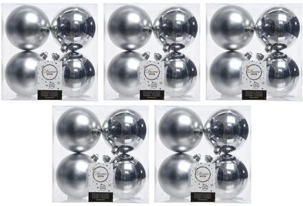 20x Zilveren kerstballen 10 cm kunststof mat/glans