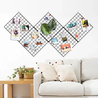 20x20CM Nordic Iron Shelf Grid DIY Home Decor Wall Decoration Photos Frame Postcards Wall Art Display Mesh Organizer Holder Rack