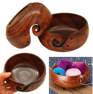 21-23 Cm Handgemaakte Houten Garen Kom Breien Opslag Kom Haak Bowl Knitter Kom Garen Houder Organizer Naaibenodigdheden