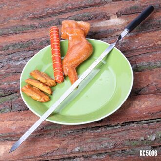 21.6 ''55Cm Houten Barbecue Spiesjes Hout Bbq Spies Bbq Platte Vork Sticks Lange Barbecue Naald Houten Shish kebob Spiesjes 6 stk