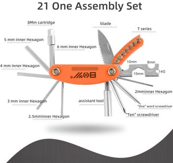 21 in 1 Multi-Functie Fiets Monteur Reparatie Tool Kit Multi Repair Tool Set Kit Schroevendraaier Moersleutel Set Fiets fietsen Multitool