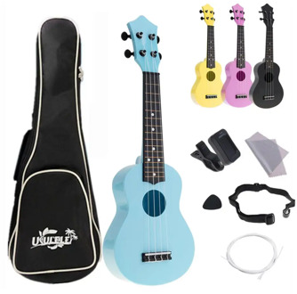 21 Inch Soprano Ukulele 4 Strings Full Kits Acoustic Colorful Hawaii Guitar Guitarra Instrument for Kids and Music Beginner