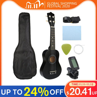 21 inch Ukelele Soprano 4 Strings Hawaiian Spruce Basswood Guitar Musical Instrument Set Kits+Tuner+String+Strap+Bag