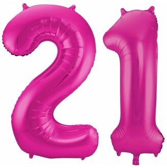 21 jaar leeftijd helium/folie ballonnen roze feestversiering - Ballonnen