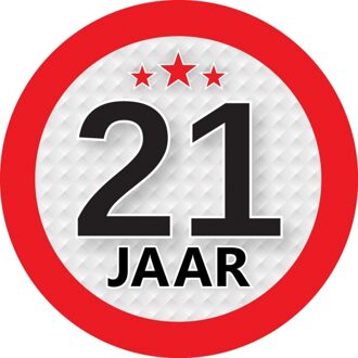 21 jaar leeftijd sticker rond 9 cm verjaardag versiering Multi