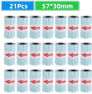 21 Rolls Printable Sticker Papierrol Direct Thermisch Papier Zelfklevende 57*30Mm Voor Peripage A6 Thermische printer Paperang P1/P2
