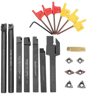 21 Stks/set Indexeerbare Draaien Tool Set Met 10Mm Shank Draaibank Draaien Gereedschaphouder Boring Bar + Dcmt Ccmt Insert + Wrench