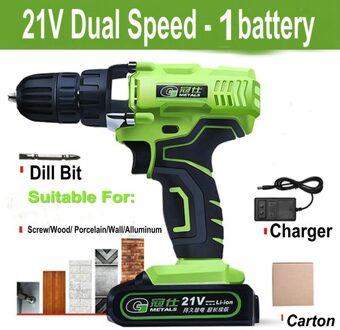 21 v Dual Speed Mini Draadloze Elektrische Schroevendraaier Oplaadbare Lithium-ion Batterij Elektrische Boor Gereedschap Met Au