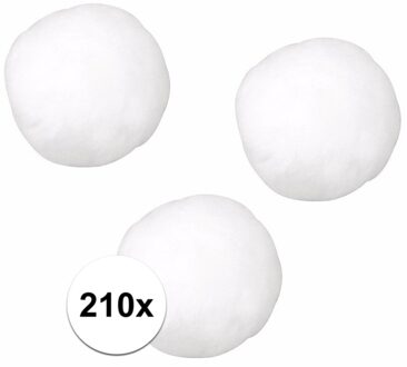 210x witte knutsel pompons 7 mm - hobby balletjes
