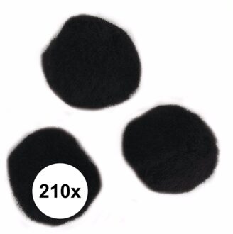 210x zwarte knutsel pompons 7 mm  - hobby balletjes