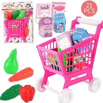 21Pc Supermarkt Trolley Winkelen Trolley Fruit En Groenten Pretend Spelen Kinderen Kids Educatief Speelgoed Carro De La Compra B