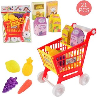 21Pc Supermarkt Trolley Winkelen Trolley Fruit En Groenten Pretend Spelen Kinderen Kids Educatief Speelgoed Carro De La Compra