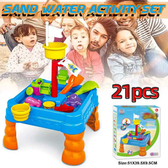 21pcs 58cm Kid Sand Water Activity Child Play Table Fun Outdoor Sandpit Toys Set Outdoor Beach Party Water Game Bath Tools