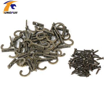 22*21*8 Mm 50 Stuks Kleine Antieke Decoratieve Enkele Haak Voor Kleding Muur Hanger Robe Coat Muur opknoping Haken Brons Tone