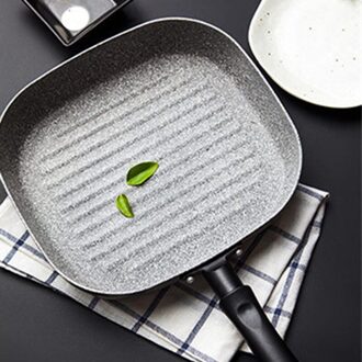 22*24Cm Steak Koekenpan Ontbijt Omelet Home Non Stick Lange Handvat Anti-Kras Coating Koken Gereedschap keuken Benodigdheden grijs X1