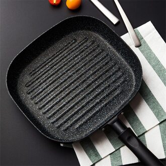 22*24Cm Steak Koekenpan Ontbijt Omelet Home Non Stick Lange Handvat Anti-Kras Coating Koken Gereedschap keuken Benodigdheden zwart X1
