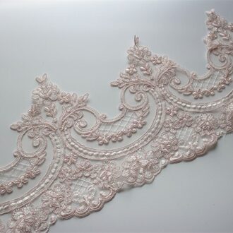 22.5Cm 8.86 "Breed (2 Meter/stuk) Licht Roze Alencon Lacetrim Bridal Lace Trim Trouwjurken Diy Kant Accessoires 2yards price
