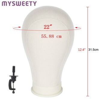 22 "Canvas Hoofd Voor Haarverlenging Kant Pruiken Display Styling Mannequin Mannequin Hoofd Pruik Stand Met Klem Houder