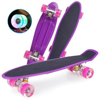 22 Inch Cruiser Board Kids Skateboard Met Led Light Up Wielen Perfect Voor Kinderen Tieners Volwassenen paars