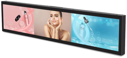 22 inch LCD shelf mount remote control digital signage stretch bar screen shelves lcd led display