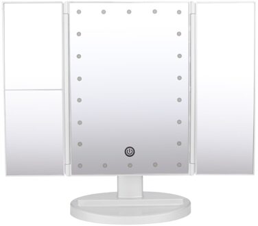 22 LED Makeup Mirror Touch Screen Mirror Lady's Home Desktop Three Sided Folding Mirror Night Light Definition Cosmetic Mirror wit