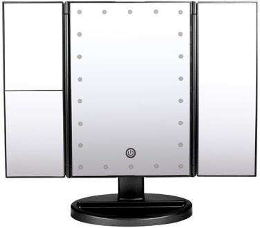 22 LED Makeup Mirror Touch Screen Mirror Lady's Home Desktop Three Sided Folding Mirror Night Light Definition Cosmetic Mirror zwart