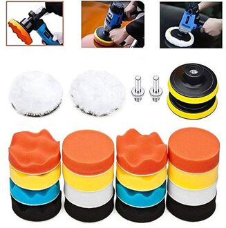 22 Pcs Car Care Kit Waxen Wassen Schuim Boor Polijsten 3 Inch Buffing Spons Pads