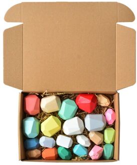 22 Pcs Kinderen Houten Gekleurde Steen Stapelen Spel Bouwsteen Kinderen Educatief Speelgoed