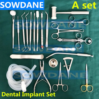 22 pcs/set High Quality Dental Planting set Dental Implant kit Stainless steel Instrument Dentist Surgical Tool with hole towel