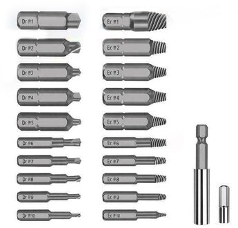 22 Stks/set Beschadigd Stripped Schroef Extractor Set Voor Gebroken Schroef, all-Purpose Hss Gebroken Bout Extractor Schroef Remover Set