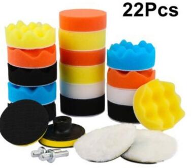 22 Stuks Buffing Pad Set Spons Polijsten Pad Kit Voor Auto Polijstmachine Pads Wiel Boor Adapter Schuurmiddelen