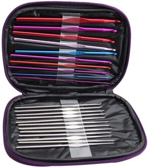 22 stuks Haaknaalden Breinaalden Set Multi Gekleurde Aluminium Weave Craft met Zak Aluminium Weave