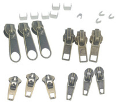 22 stuks/set Vervanging Rits Reparatie Kit Zip Stopt Sliders voor Naaien Leveringen DIY Jeans Kledingstuk Handwerk Accessoires