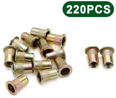 220/170/120Pcs Carbon Staal Rivet Moeren Set M3 M4 M5 M6 M8 M10 Met Doos Multi size Insert Rivet Noten Set Platte Kop Schroefdraad Noten 220stk