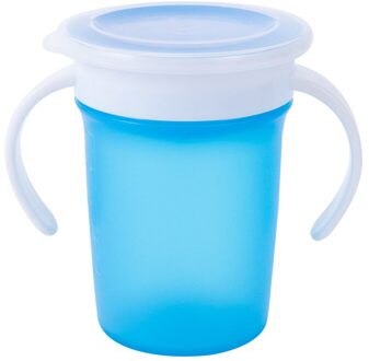 220 Ml Lekvrije Silicone Baby Drinkbeker 360 Graden Roterende Magic Kind Water Fles Met Dubbele Handvat Flip Deksel copos blauw