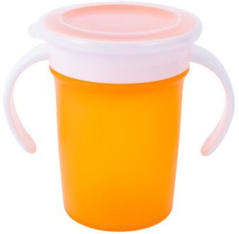 220 Ml Lekvrije Silicone Baby Drinkbeker 360 Graden Roterende Magic Kind Water Fles Met Dubbele Handvat Flip Deksel copos oranje