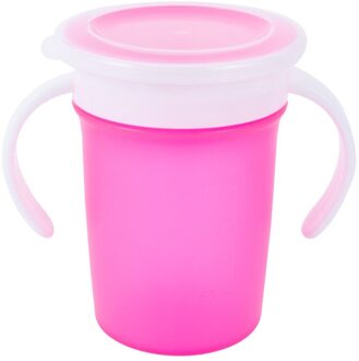 220 Ml Lekvrije Silicone Baby Drinkbeker 360 Graden Roterende Magic Kind Water Fles Met Dubbele Handvat Flip Deksel copos roos rood