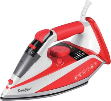 2200W Elektrische Strijkijzers Stoom Digitale Led Display Voor Kleding Multifunctionele Keramische Reizen Ijzer Strijken 220V Sonifer SF9060-rood / UK