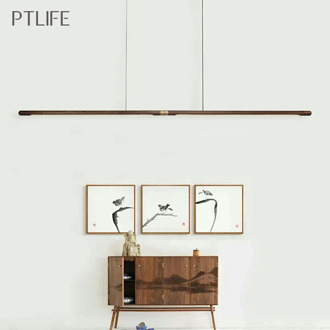 220cm extended Modern LED Solid Wood Pendant Light Restaurant Bar Office Hang lamp Dining Room Nordic Black walnut Pendant Lamps