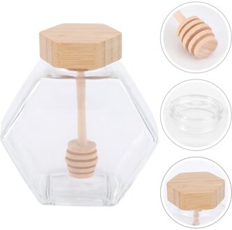 220Ml Afdichting Glas Honing Pot Milieuvriendelijk Clear Jampot Met Dipper Voor Home Kitchen Gebruik afbeelding 1