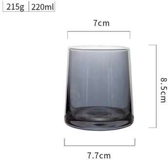 220Ml Japanse Stijl Water Glas Kleurrijke Huishoudelijke Whiskey Glas Dikke Bodem Ion Plated Water Sap Glas Creatieve Glas donker grijs