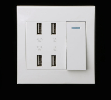 220V 10A Wall Switch Socket 4 Port USB Charger Power Outlet Adapter Panel