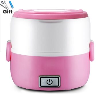220V 2 ~ 4 Lagen Elektrische Verwarmd Lunch Box Set 200W Multifunctionele Voedsel Warmer Mini Rijstkoker Warmer voor Studenten Slaapzaal roze-A-2 laag