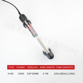 220V 240V Verstelbare Temperatuur Thermostaat Heater Rod 25W/ 50W/ 100W/ 200W/ 300W Dompelpompen Aquarium Fish Tank Water Warmte H-100 100W